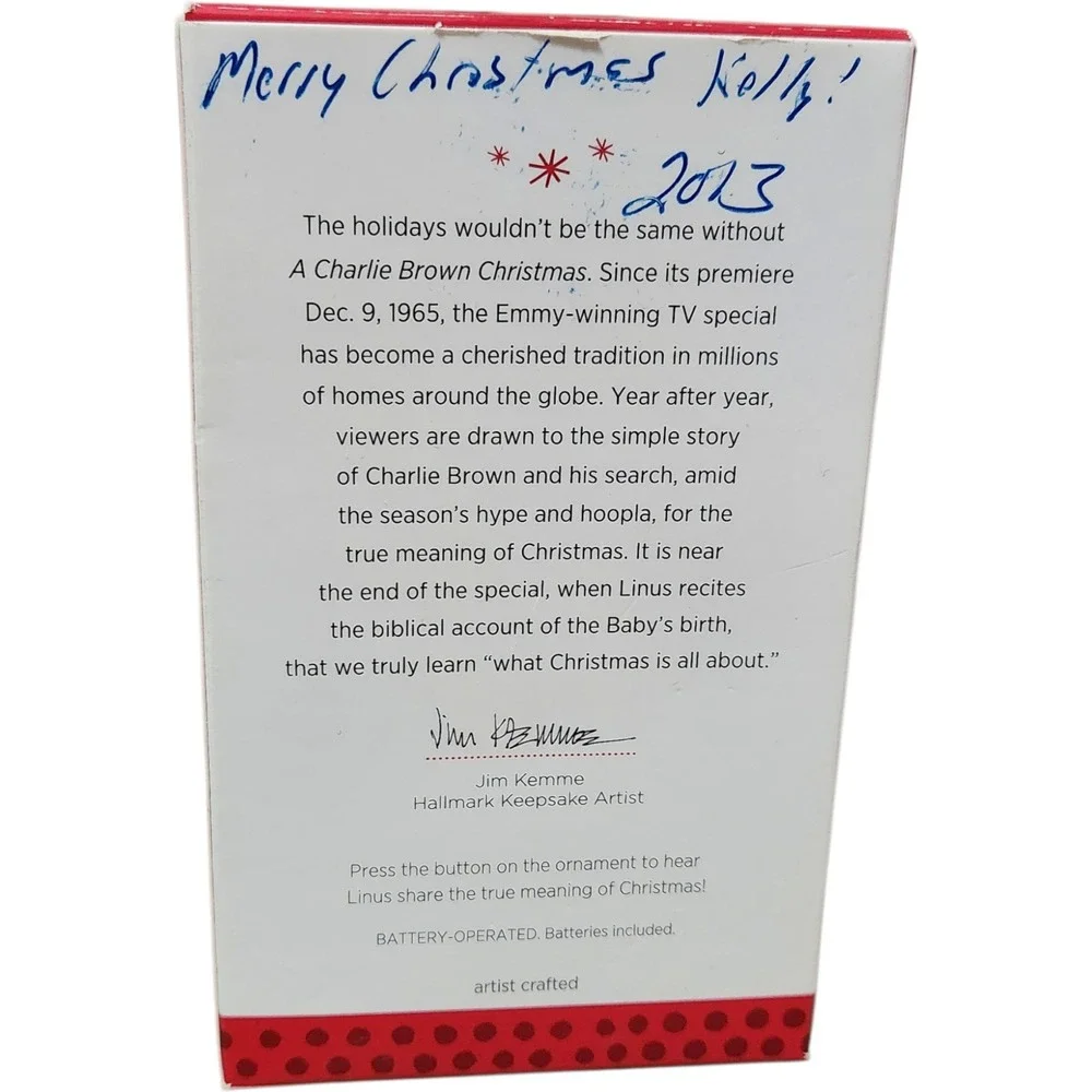 Hallmark Keepsake Peanuts Linus What‎ Christmas Is All About Sound Ornament